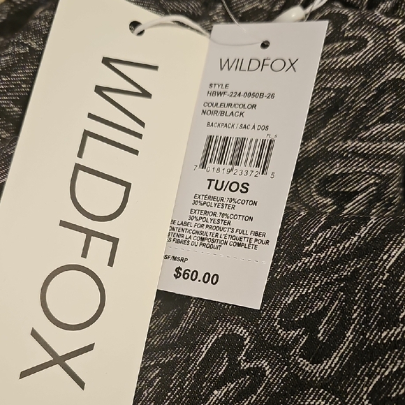 Wildfox Heart Patterned Black and Gray Backpack - Picture 2 of 7